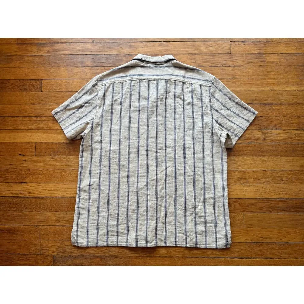 BANANA REPUBLIC Yellow Textured Striped Summer Button Down Shirt sz XL (NWT)